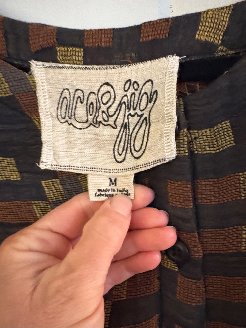 Ace &Jig Button-front Women's Patterned Top in Brown & Mustard & Black - Picture 2 of 3